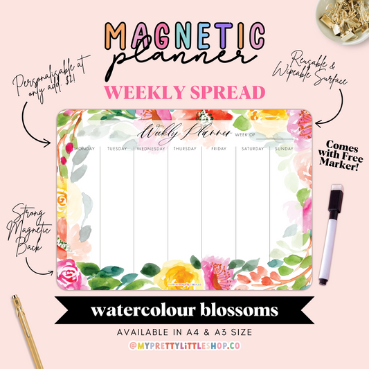 Watercolour Blossoms Weekly Magnetic Planner