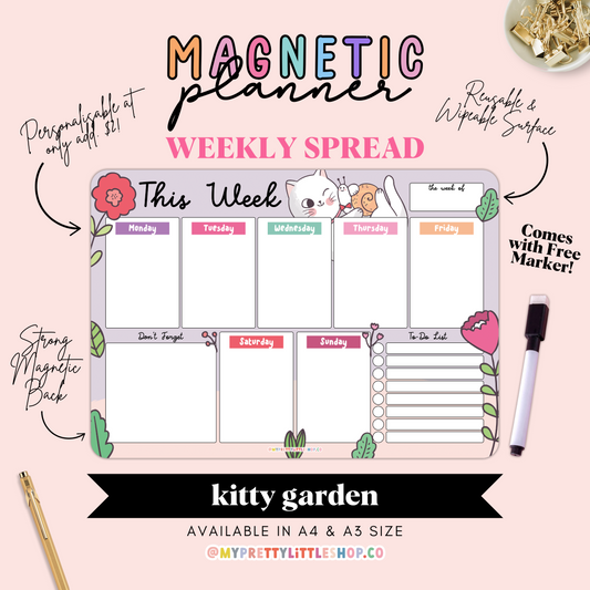 Kitty Garden Weekly Magnetic Planner