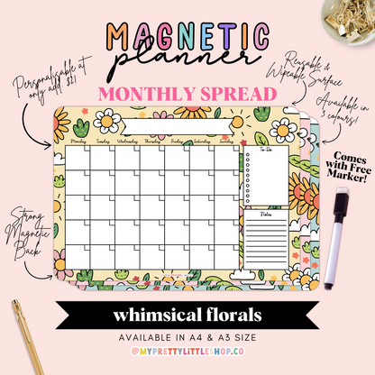 Whimsical Florals Monthly Magnetic Planner