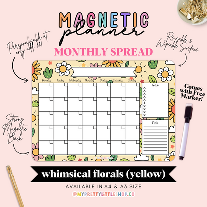 Whimsical Florals Monthly Magnetic Planner